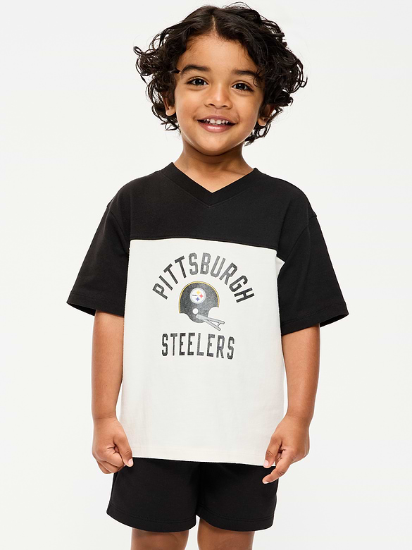 T-shirt de football surdimensionné à imprimé des Steelers de Pittsburgh pour tout-petit