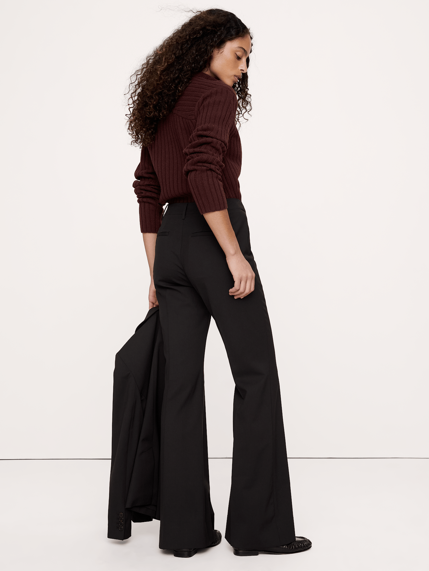 Image number 2 showing, Ultra High-Rise Flare Italian Lightweight Wool Pant