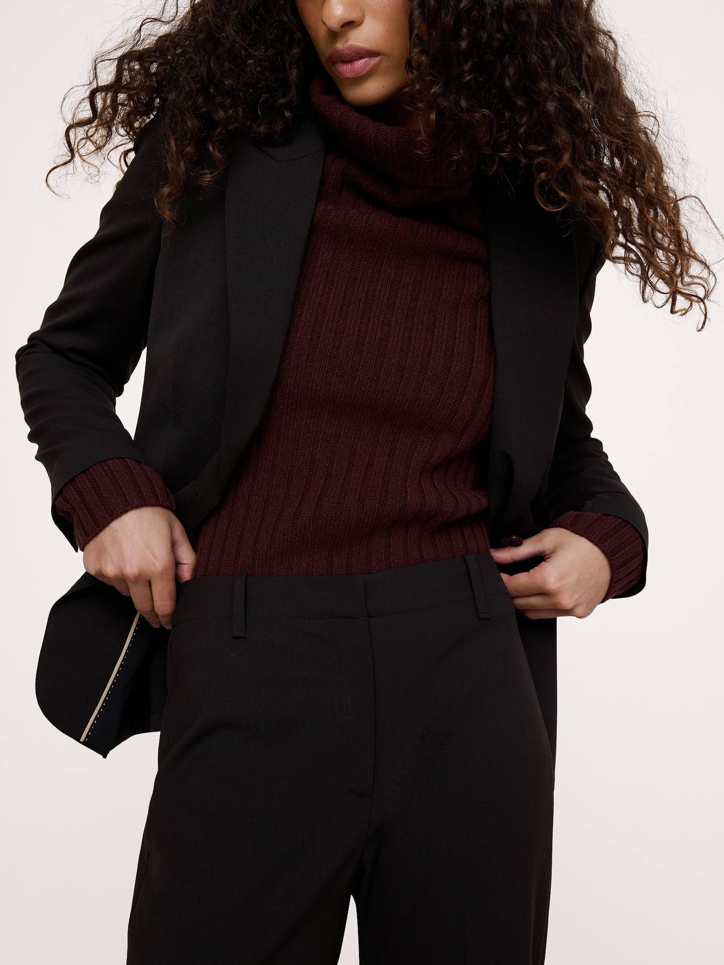 Image number 3 showing, Ultra High-Rise Flare Italian Lightweight Wool Pant