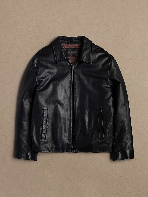 Archive Leather Jacket With Double Zip Closure Men's Size XL