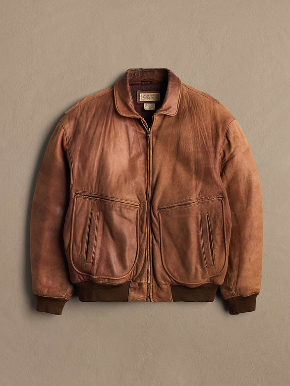 Archive Leather Bomber Jacket With Rounded Pockets Men's Size 44