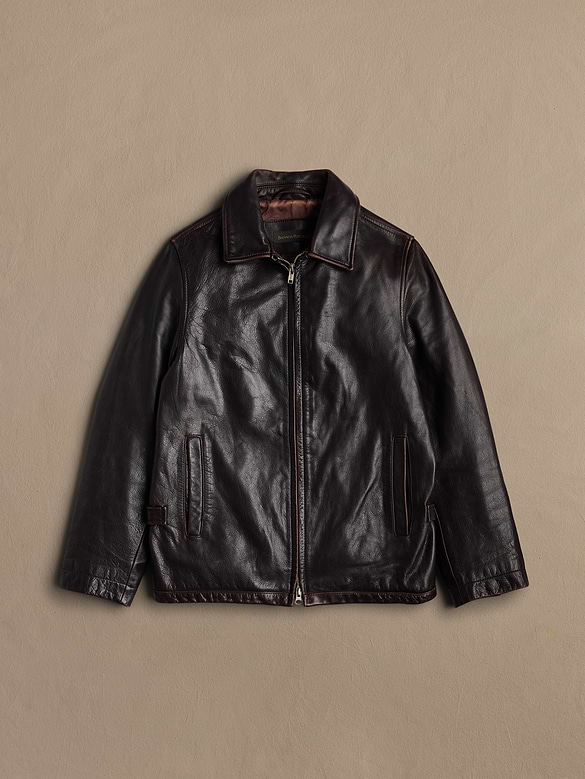 Archive Leather Jacket With Double Zip Closure Men's Size XS