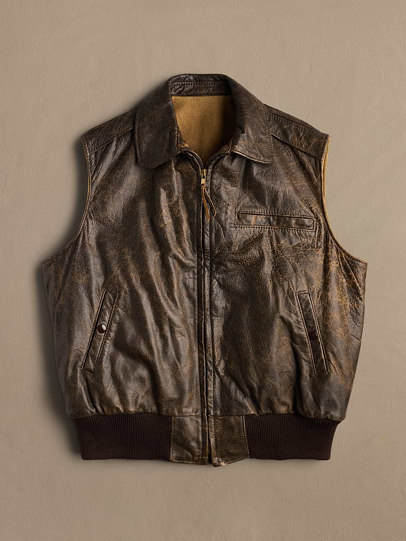 Archive Distressed Leather Vest Men's Size XL