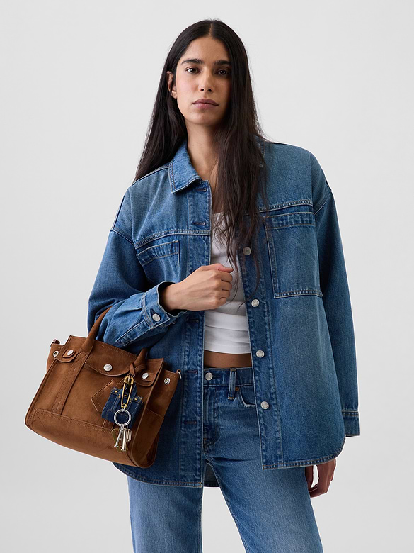 Small Vegan Suede Five Pocket Tote