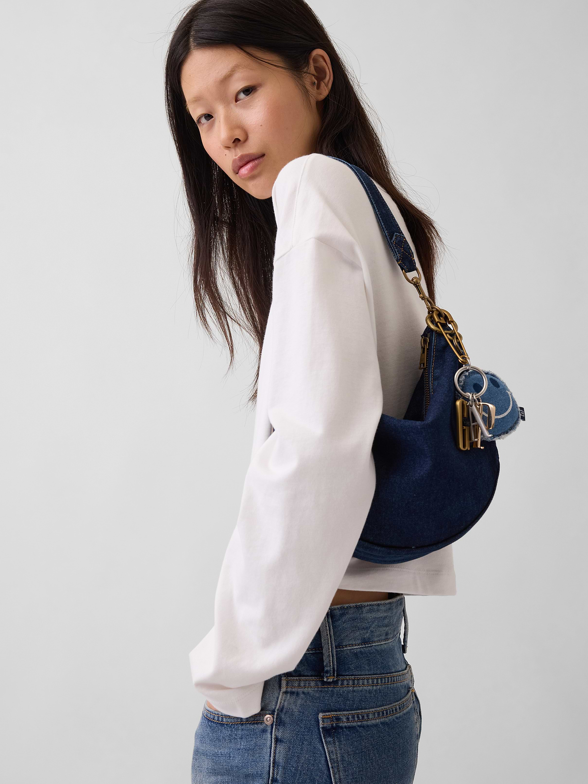 Image number 2 showing, Small Denim Crescent Crossbody