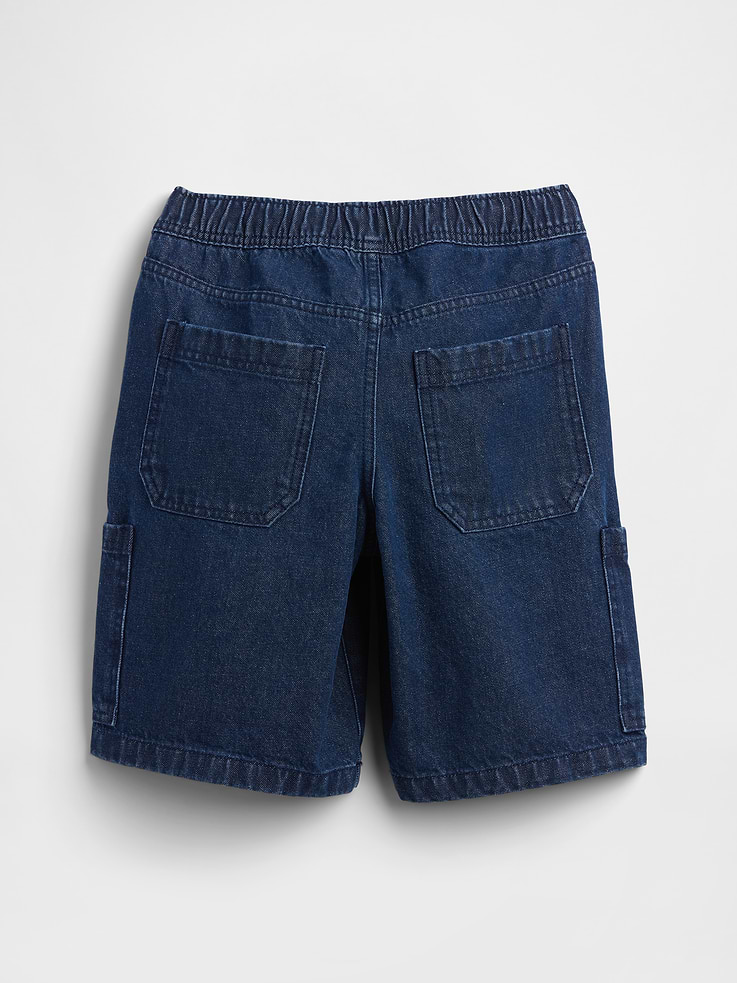 Image 4 of 4, Kids Pull-On Loose Denim Cargo Shorts