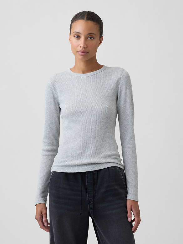 Waffle-Knit Crewneck T-Shirt