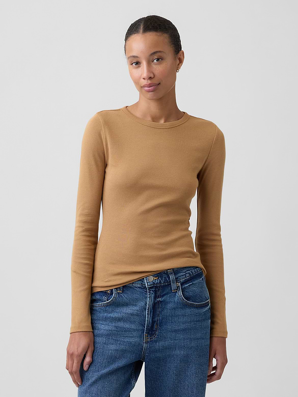 Modern Ribbed Crewneck T-Shirt