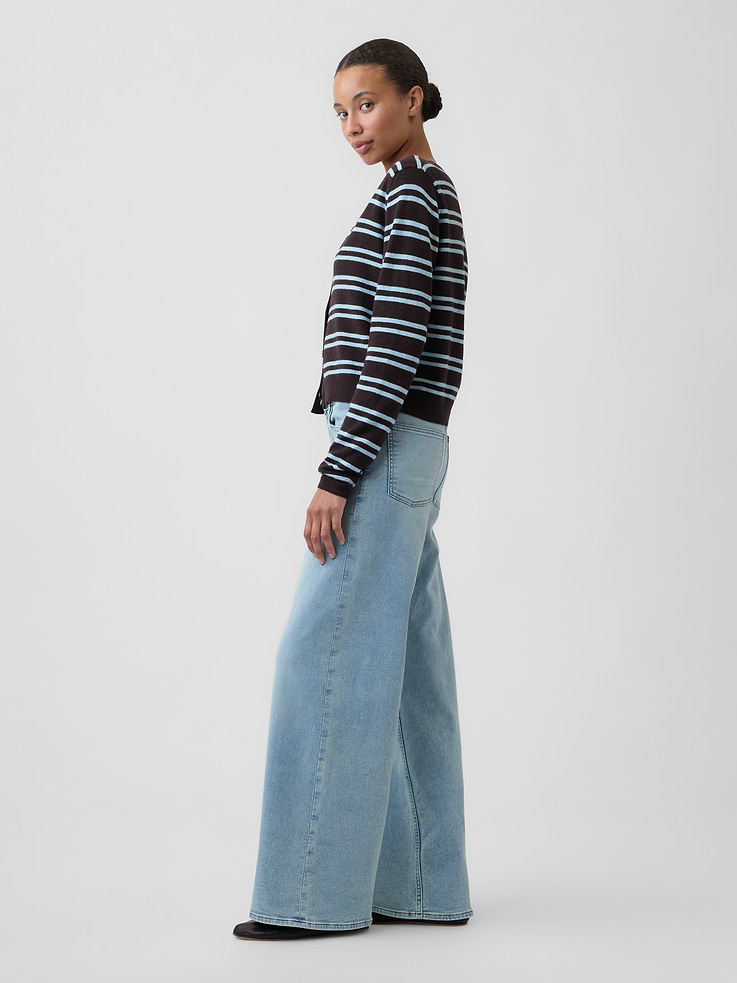 Image 3 of 7, Mid Rise Wide-Leg Sweatpant Jeans