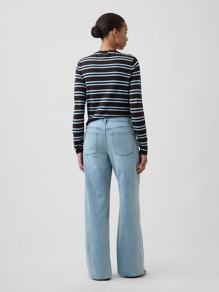 Image 4 of 7, Mid Rise Wide-Leg Sweatpant Jeans