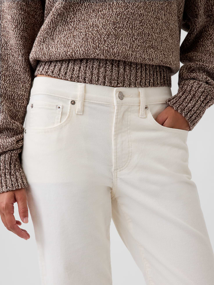 Image number 5 showing, Mid Rise Corduroy Relaxed Straight Pants