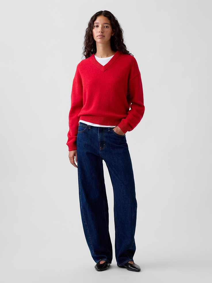 Image number 2 showing, CashSoft Oversized V-Neck Sweater