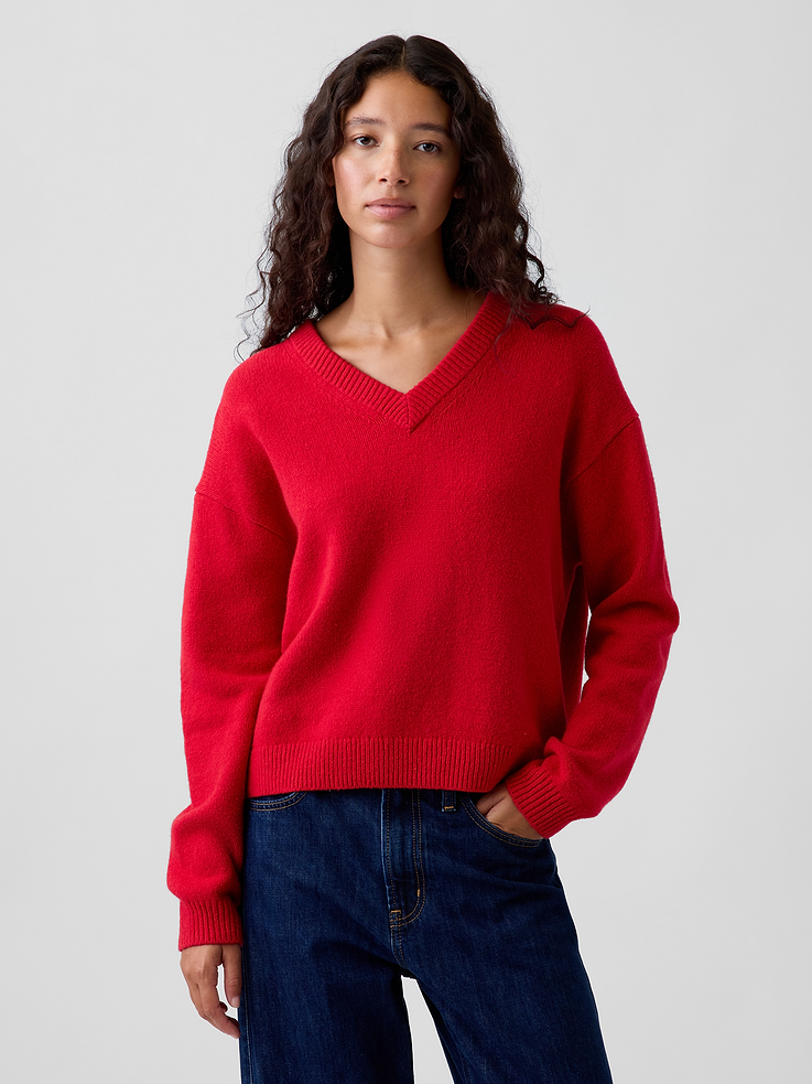 Image number 1 showing, CashSoft Oversized V-Neck Sweater