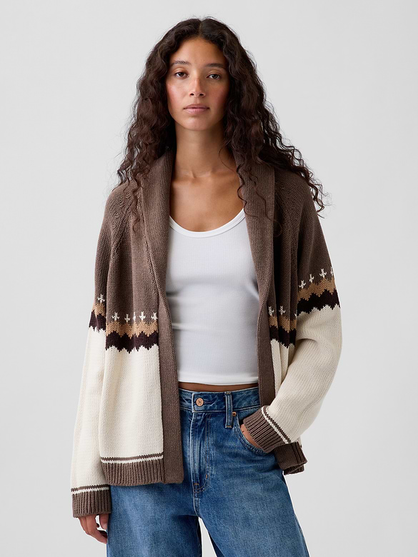 100% Cotton Shawl Cardigan Sweater