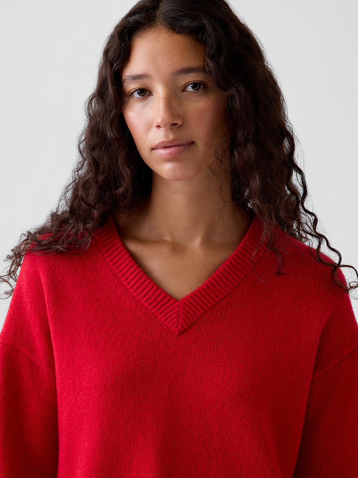 Image number 4 showing, CashSoft Oversized V-Neck Sweater