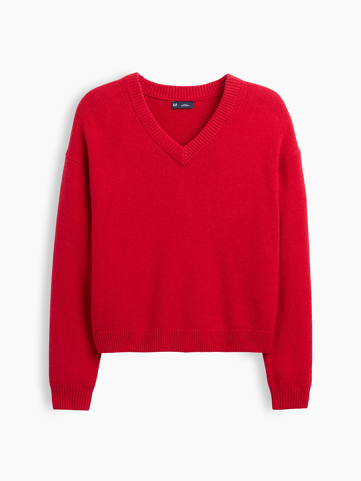Image number 5 showing, CashSoft Oversized V-Neck Sweater