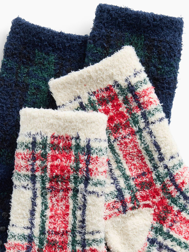 Image 2 of 2, Kids Plaid Cozy Socks (2-Pack)