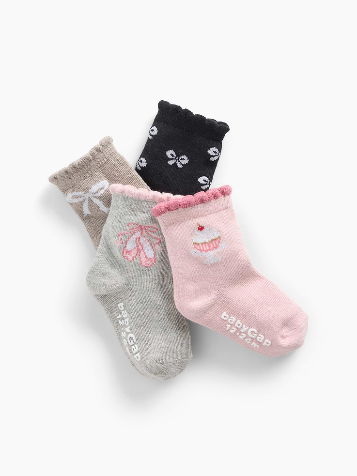 Image 2 of 2, Baby & Toddler Ruffle Quarter Crew Socks (4-Pack)