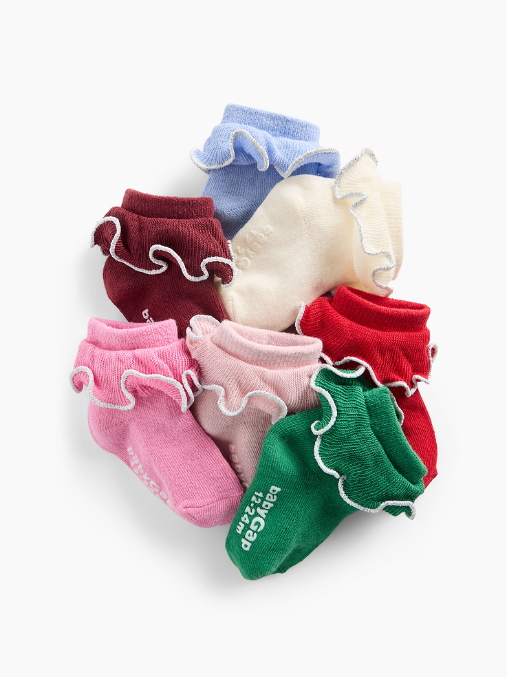 Image 2 of 3, Baby & Toddler Ruffle Ankle Socks (7-Pack)