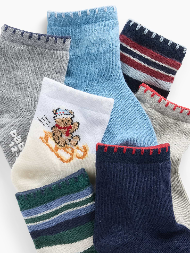 Image 2 of 2, Baby & Toddler Quarter Crew Socks (7-Pack)