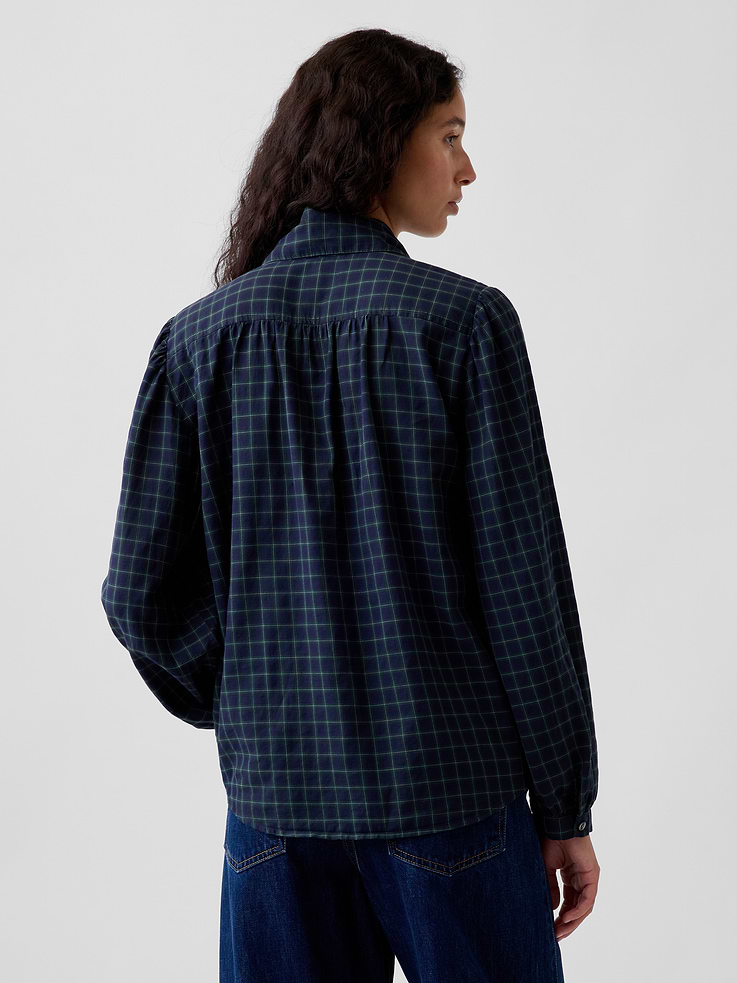 Image 3 of 5, Plaid Tie-Neck Shirt