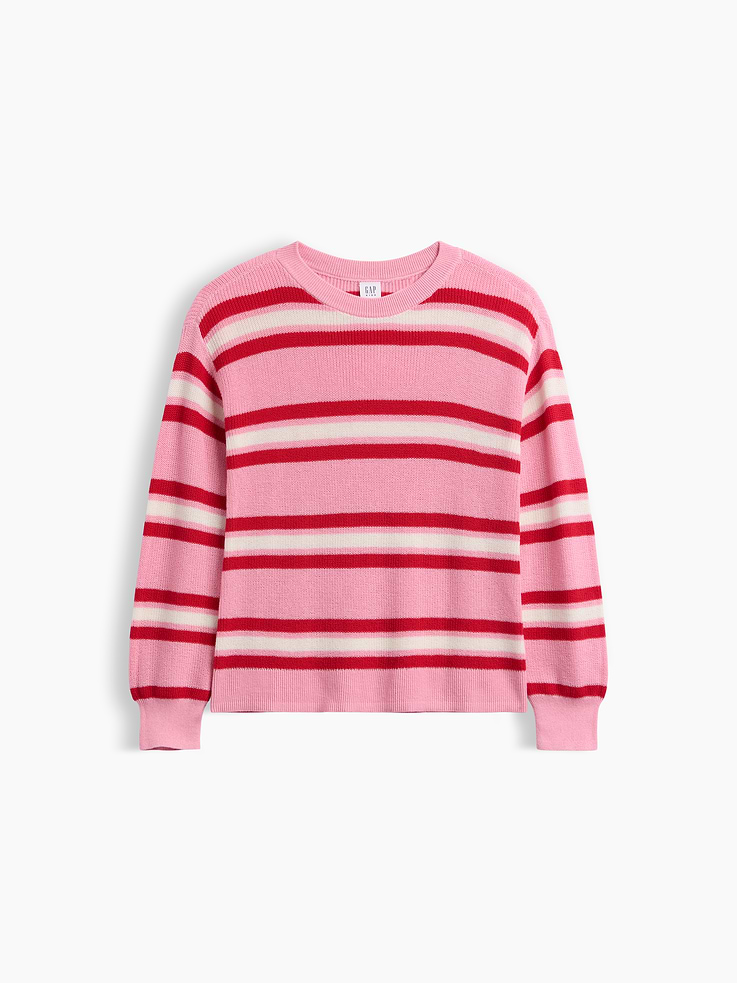Image 1 of 3, Soft cotton knit., Dropped shoulder, long sleeves with ribbed cuffs., Ribbed crewneck., Ribbed hem., Select styles have allover print, or graphic at front., This product was made in a factory that invests in gender equity and women’s empowerment through RISE. Learn more at, Product #1177979