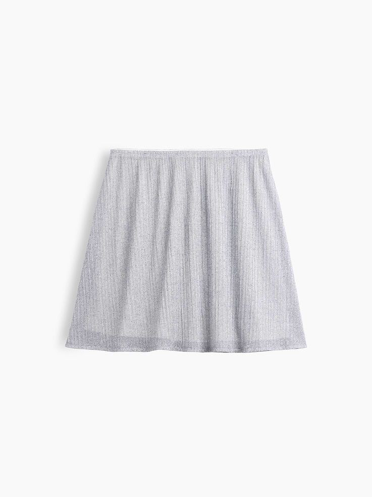 Image 1 of 3, Soft mesh knit with interlock interior lining., Elasticized waist., Pleated at front., Allover metallic sparkle., Product #1187035
