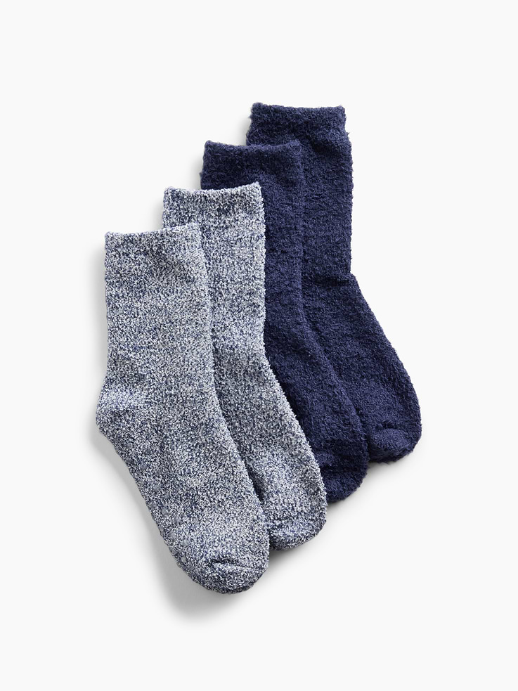 Image 1 of 2, Soft, stretch cozy knit crew socks., Reinforced toe and heel., Gripper dots at sole., This product was made in a factory that invests in gender equity and women’s empowerment through RISE. Learn more at gapinc.com/equity ., Product #1185949