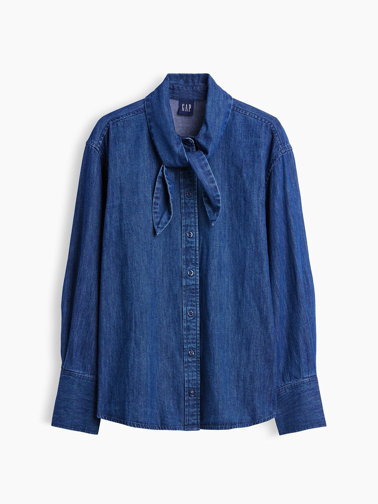 Denim Tie-Neck Big Shirt | Gap