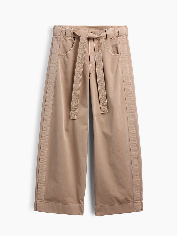 Image 6 of 6, Tie-Waist Barrel Ankle Khakis