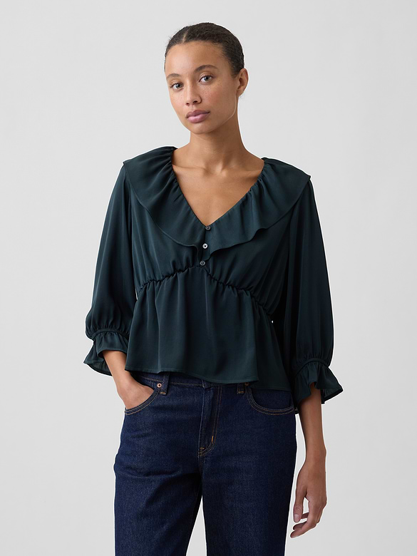 Satin Ruffle Top