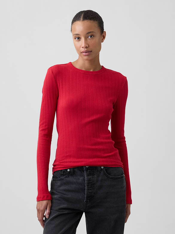 Essential Ribbed Pointelle T-Shirt