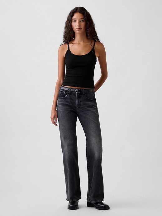 Mid Rise Relaxed Flare Jeans - Black wash by Gap