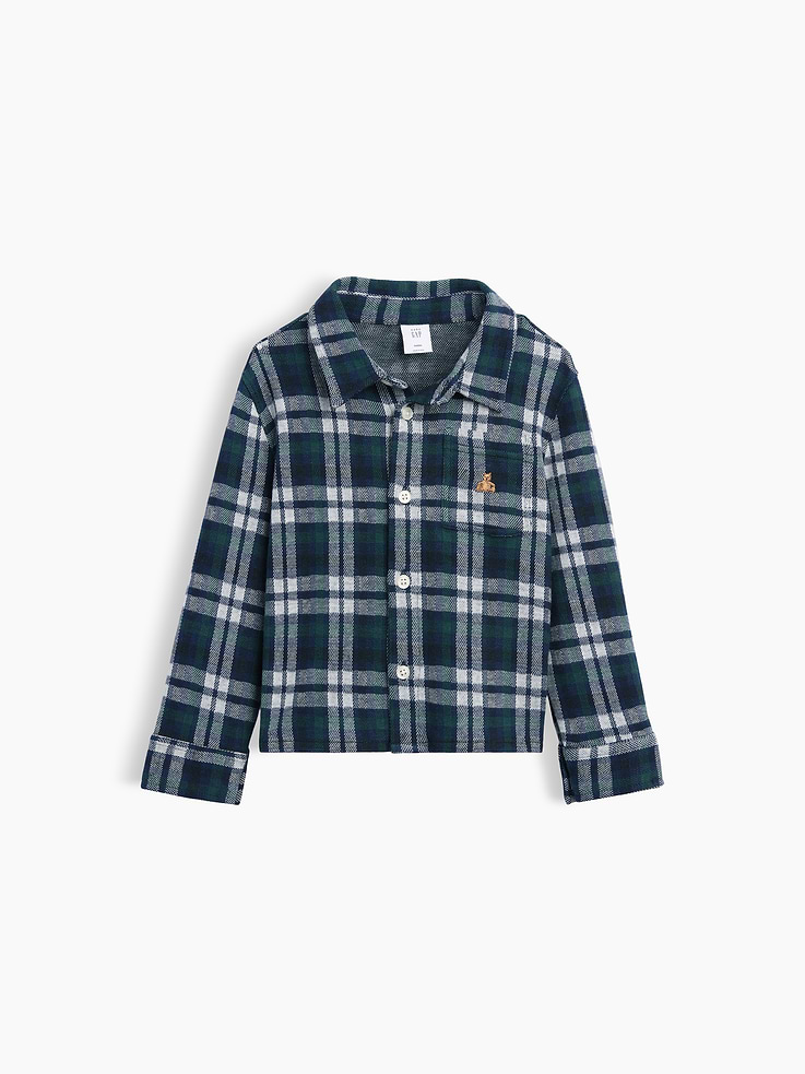 Image 2 of 3, Baby & Toddler Knit Jersey Plaid Shirt