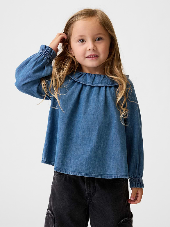 Baby & Toddler Ruffle Collar Denim Top