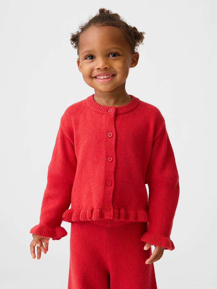 Image number 1 showing, Baby & Toddler CashSoft Ruffle Cardigan Sweater