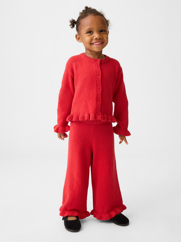 Image number 1 showing, CashSoft Ruffle Wide-Leg Pants