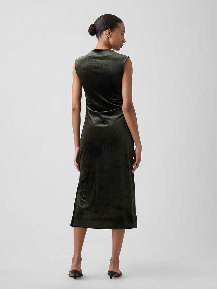 Image 2 of 4, Recycled Velour Ruched Midi Dress
