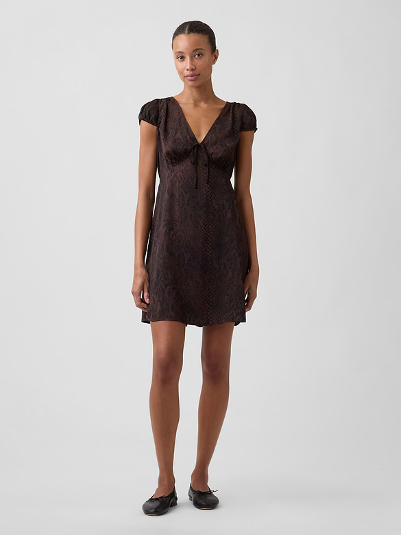 Cap Sleeve V-Neck Mini Dress
