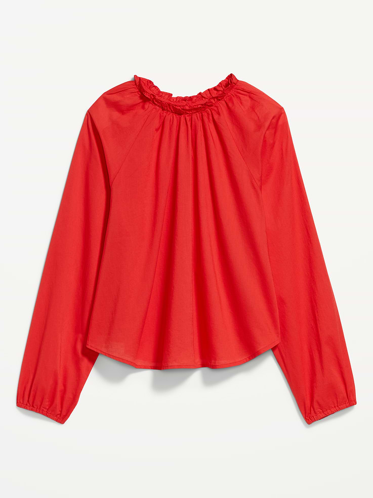 Image 7 of 7, Long-Sleeve Ruffle-Neck A-Line Top