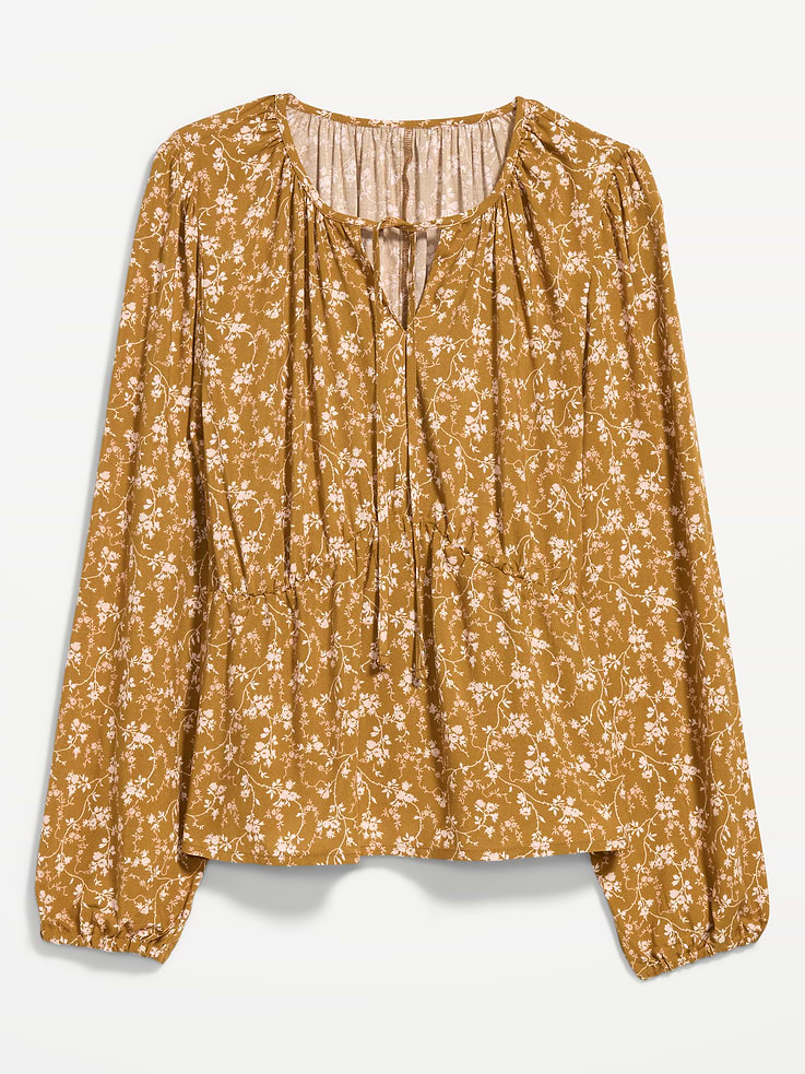 Image 9 of 9, Long-Sleeve Tie-Front Top