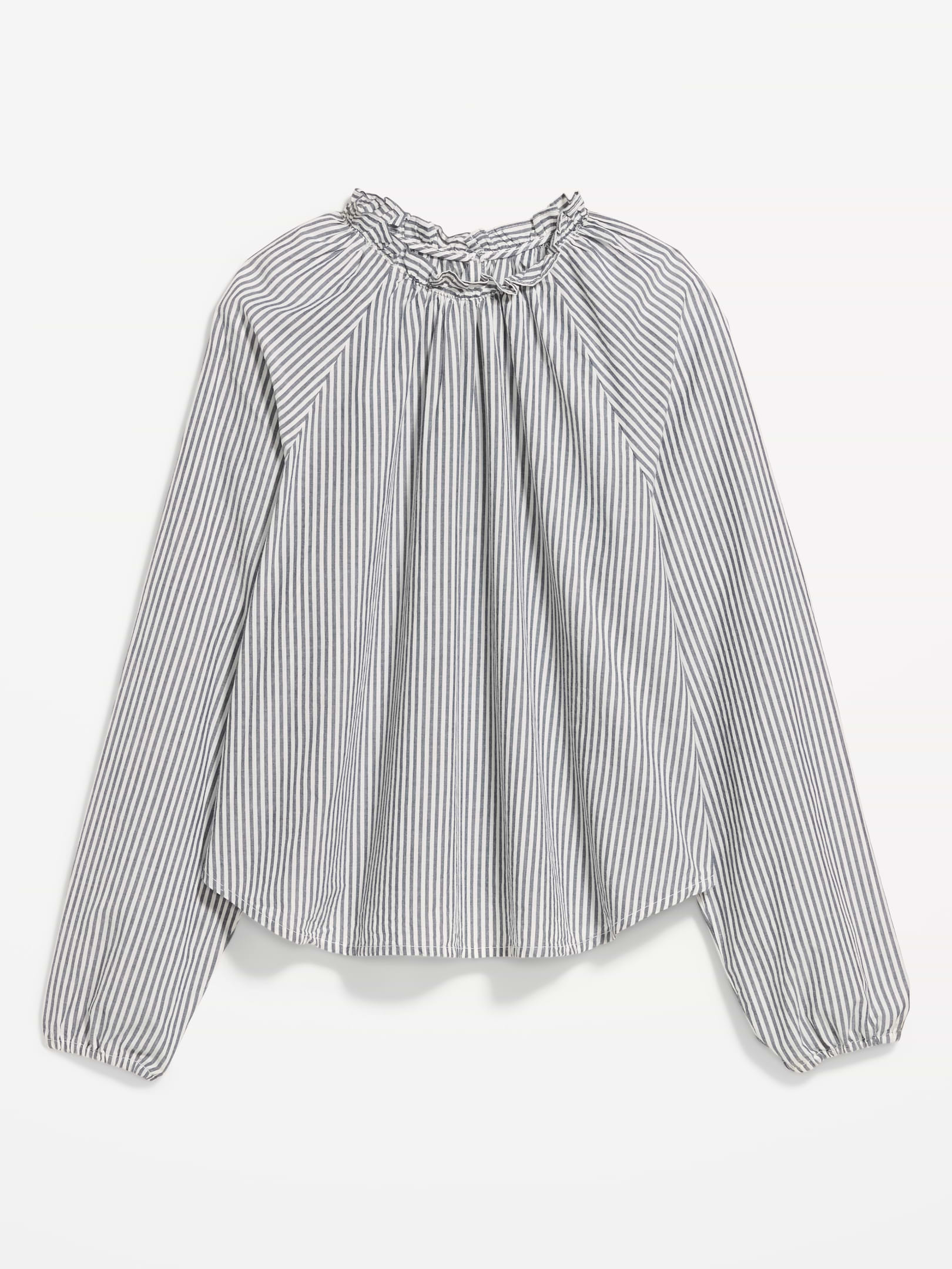 Image 4 of 4, Long-Sleeve Ruffle-Neck A-Line Top, New