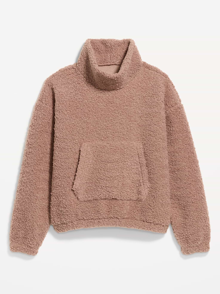 Image 5 of 7, Oversized Funnel-Neck Sherpa Pullover