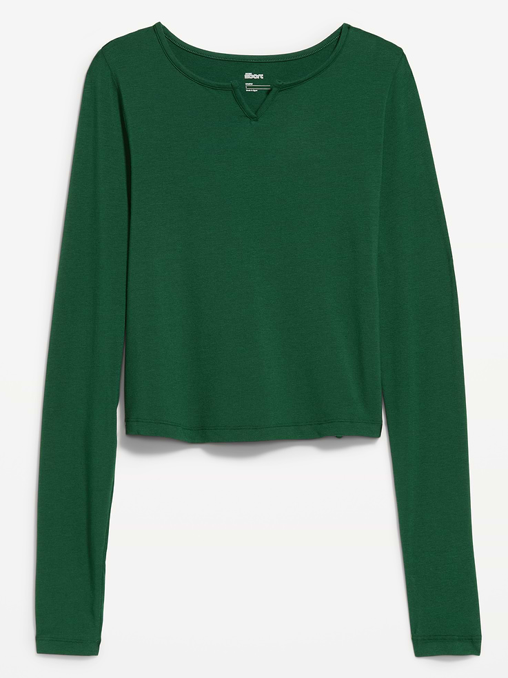 Image 4 of 5, Long-Sleeve Split-Neck Top