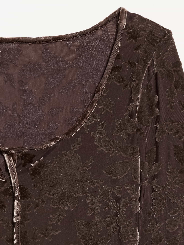 Image 5 of 7, Long-Sleeve Burnout Velvet Top