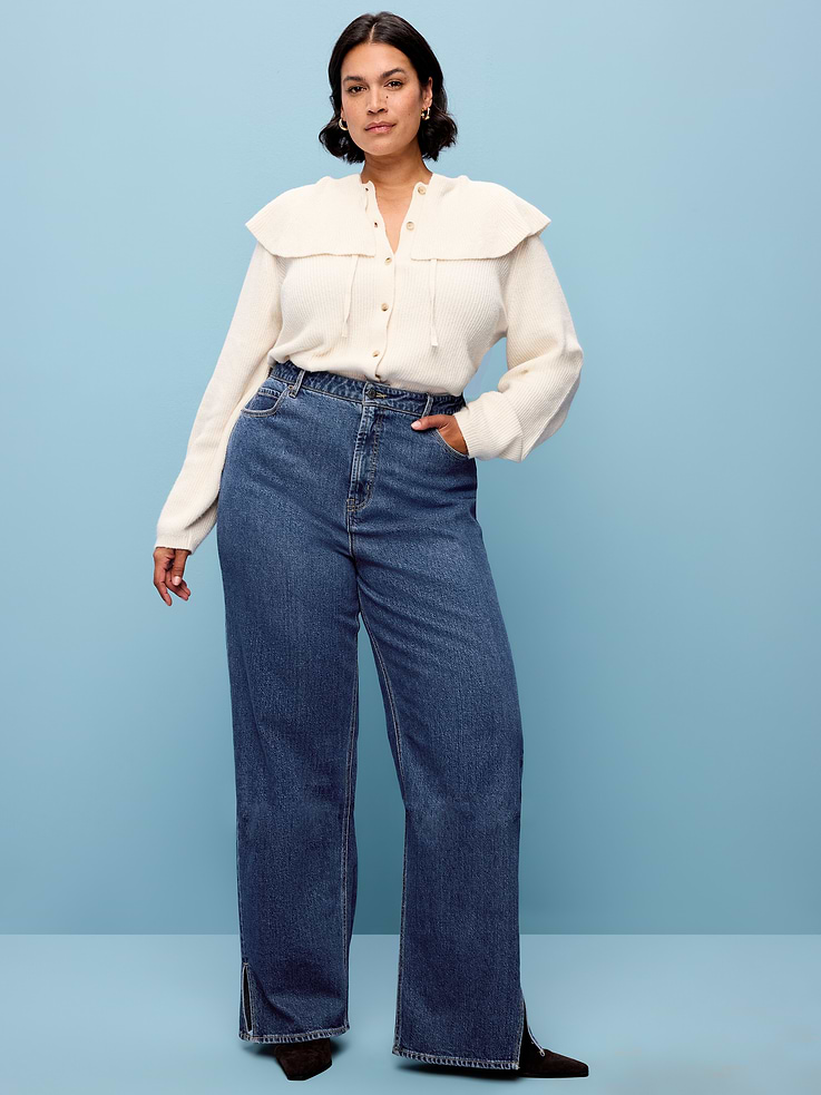 Image number 8 showing, Extra High-Waisted Twisted Seam Wide-Leg Jeans