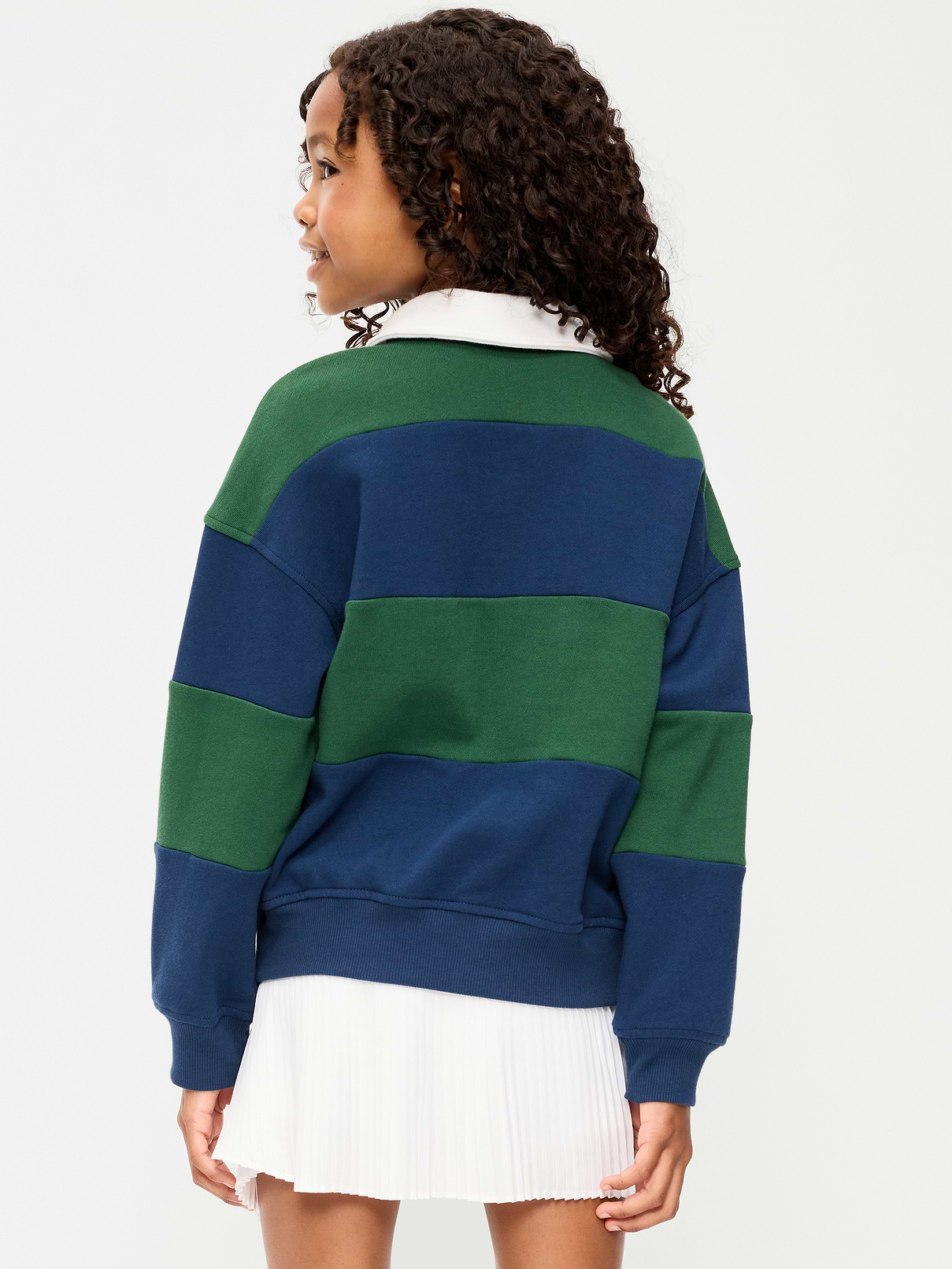 Image 2 of 2, Oversized Long-Sleeve Collared Fleece Sweatshirt for Girls