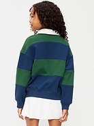 Image 2 of 2, Oversized Long-Sleeve Collared Fleece Sweatshirt for Girls