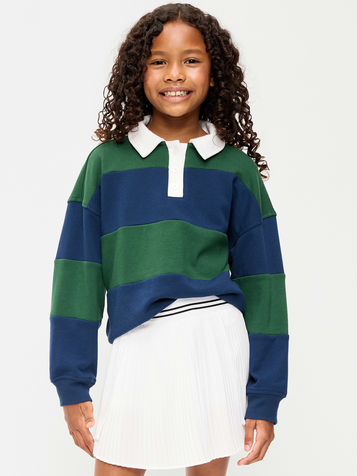 Image 1 of 2, spread collar, three-button placket, long sleeves, wide stripes, Product #907014