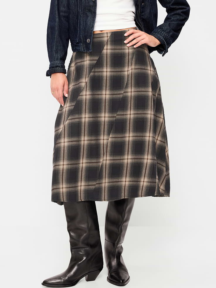 Image 2 of 8, Plaid Midi Skirt